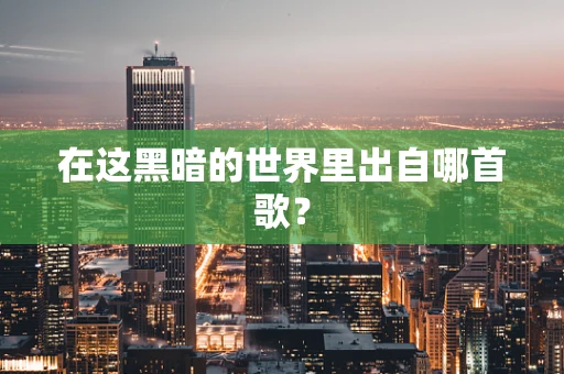 在这黑暗的世界里出自哪首歌？
